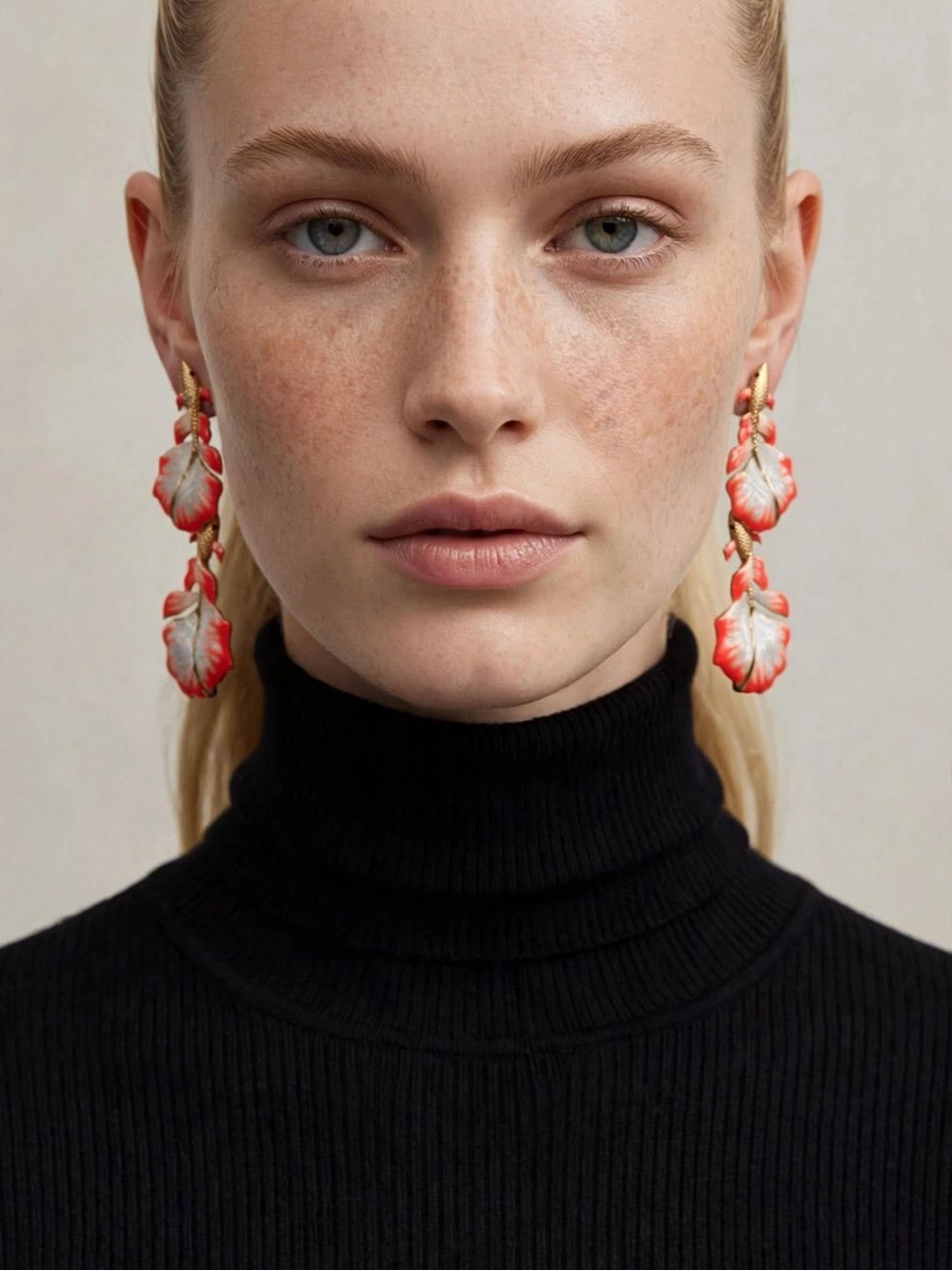 Zara Gold-Tone & Coral Fish Post Earrings